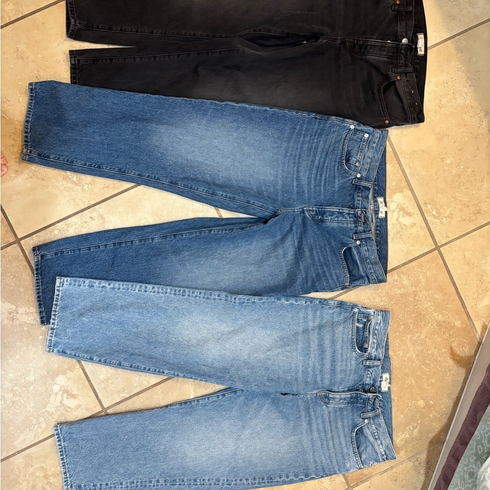 Madewell three pair of Baggy Low Slung button fly denim